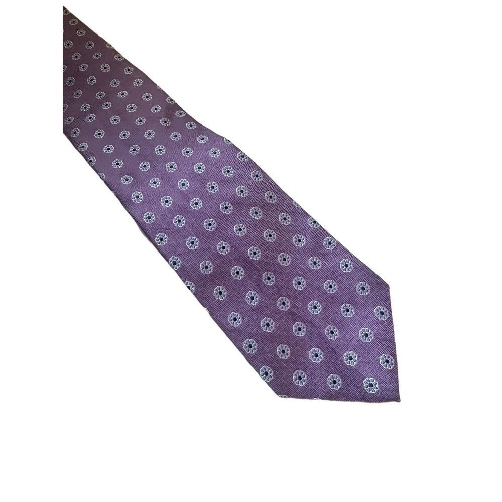 Brooks Brothers Mens Necktie Purple Geometric Floral Patterned Silk